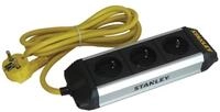 Stanley Steckdosenleiste mit 3 Schutzkontakt-Steckdosen Typ F Schuko, 2 m H05VV-F