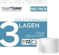 Tissue Expert Toilettenpapier 3-lagig | 72 Rollenx250 Blatt | Gro&szlig;packung