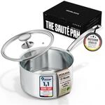 MORLEOS Stielkasserolle Edelstahl - 1,7 Liter, &Oslash; 16x10 cm, 1,3 kg - mit...