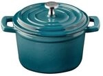 APS 88332 Mini-Topf mit Deckel 5 STARS - Gusseisen emailliert, 0,35 Liter, t&uuml;rkis,