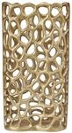 Dekovase Aluminium mit gewelltem Rand Lochmuster Gold 33 cm Modern Sanchi
