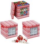 Relaxdays Weihnachtskugel Aufbewahrungsbox, 3er Set, HBT: 33 x 33 x 33 cm, Vlies,