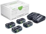 Festool 18V Energie-Set SYS 4X TBX4 Akku + TCL6 Duo Ladeger&auml;t