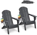 VEVOR Adirondack-Stuhl aus Kunststoff, 2er-Set, wetterfest, tragbarer,...