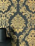 Newroom Tapete Schwarz Gold Vlies Ornament - Barock Damask Muster f&uuml;r...