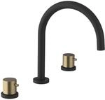Sapho ULTRAMIX 3-Loch Waschtischarmatur, Schwarz matt/Gold matt