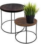 Spetebo Holz Blumenhocker rund - 2er Set - Pflanzenhocker Hocker Blumenst&auml;nder