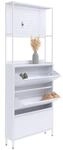 Mendler Schuhschrank HWC-O86 201x80x20cm Metall - wei&szlig; | Schuhregal,...