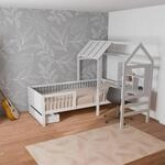 Juskys Kinderbett Yari 90x200 cm - Einzelbett mit Schreibtisch & Schublade,
