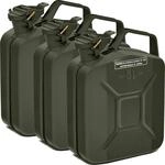 BW&reg; Benzinkanister Metall 3x 5 Liter - Kraftstoffkanister Bronzegr&uuml;n - RAL...
