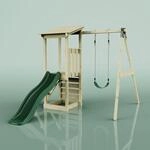 OutdoorToys Spielturm Lyon in Dunkelgr&uuml;n mit Kinderschaukel