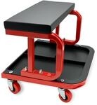 Relaxdays Werkstatthocker mit Ablage, bis 100 kg, gepolsterter Sitz, 4 Rollen,
