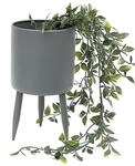 DanDiBo Blumentopf mit F&uuml;&szlig;en Pflanztopf Blumenk&uuml;bel mit Beinen Metall Grau...