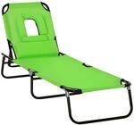 Outsunny Sonnenliege klappbar Gartenliege mit Gesichtsloch, Kopfkissen,...