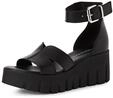 Tamaris Damen Sandalette mit Keilabsatz, schwarz, 36 EU