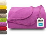 ZOLLNER Kuscheldecke in violett - weiche Couchdecke in 130x170 cm - mit...