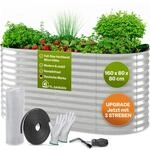TTL GARDEN 160x80x80cm Spirit M Metall Hochbeet Silber - Stahl rostfrei verzinkt