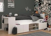 Faizee M&ouml;bel Parisot Cleo 1 halbhohes Hochbett Trittstufen Ablagefl&auml;chen...