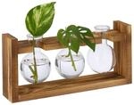 Relaxdays St&auml;nder Reagenzglas Vase, runde Glasvasen mit Halterung, Blumen &
