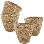 Spetebo Seegras Pflanztopf Natur mit Folie 14 x 12 cm - 4er Set - Naturfaser