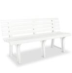DELUKE Parkbank KATO 145,5 cm Kunststoff Wei&szlig; | Gartenbank wetterfest...