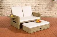 CLP Polyrattan 2er-Loungesofa Ancona 5mm I Rundrattan Garten-Sofa Mit...