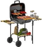 Outsunny Holzkohlegrill aus Stahl fahrbar Grillwagen mit abschlie&szlig;barem Deckel