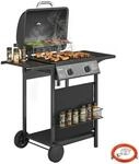 Outsunny Gasgrill 5 KW 2 Brenner Grillwagen inkl Seitentisch Thermometer