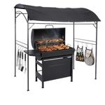 Relaxdays Grill Pavillon, HxBxT: 220 x 220 x 150 cm, 8 Haken, Metall, Polyester,