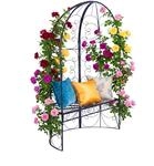 Relaxdays Gartenbank mit Rankpavillon, Laubenbank bis 240 kg, HBT 178 x 120 x 58 cm,