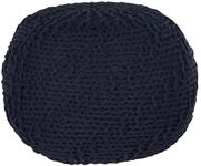 Beliani Runder Pouf Ottomane Baumwolle schwarz 50 x 50 x 35 cm gestrickt Boho...