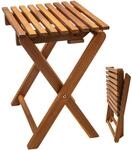Spetebo Akazien Klapphocker Natur ge&ouml;lt 37 x 29 cm Holz Blumenhocker klappbar...