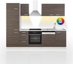 Vicco K&uuml;chenzeile Optima, Edelgrau/Wei&szlig;, 270 cm ohne Arbeitsplatte mit...