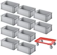 BRB 10er SPAR-Set Euro-Beh&auml;lter PLUS Transportroller, 600x400x220 mm