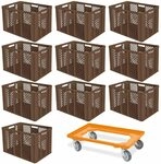 BRB 10er Spar-Set Euro-Stapelbeh&auml;lter Plus Transportroller, 600x400x410 mm