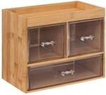 5five - organizerbox mit 3 transparenten schubladen "selena" bambus