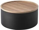 YAMAZAKI 5802 RIN Storage Case with Lid Round Deep, black, Steel/Wood, 22 x 22...