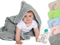 ZOLLNER Baby Kapuzenhandtuch in 100x100 cm - grau - hautfreundlich und...