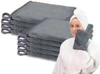 ZOLLNER24 9er Set Waschlappen in 16x21 cm - weiches Mikrofaser - anthrazit - mit