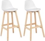 WOLTU Barhocker 2er Set Barstuhl aus Kunststoff Holz mit Lehne Design Stuhl