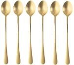 Intirilife 6er Set L&ouml;ffel aus Edelstahl in Gold - 19 cm L&auml;nge - Eisl&ouml;ffel mit