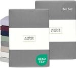 SCH&Ouml;NER WOHNEN Spannbettlaken 90x200cm 2er Pack Anthrazit bis 100x200cm - Luxus