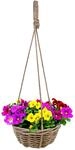 Rattan Blumenampel shabby chic mit Folie - 30cm - Weide H&auml;ngeampel mit...