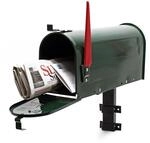 Wiltec Set US Mailbox gr&uuml;n 180 x 220 x 480 mm, amerikanischer Briefkasten mit Fahne,