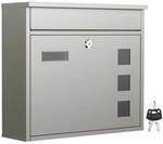 Wiltec Briefkasten V12 Edelstahl 360 x 115 x 315 mm, Wandbriefkasten mit...