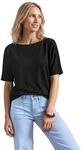Street One Basic Shirt mit Boat Neck und Elastikbund Black 34
