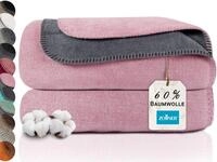 ZOLLNER Kuscheldecke zweifarbig in 150x200 cm - kuschelige Sofadecke in rosa -
