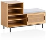 FineBuy Schuhbank 120x40x75,5 cm Eiche-Dekor mit Rattan, Sitzfl&auml;che |...