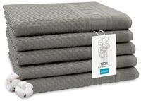 ZOLLNER 5er Set Duscht&uuml;cher mit Waffelmuster - in anthrazit - 70x140 cm -...