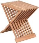 MR. DEKO Beistelltisch Fishbone Teak 40x32cm Klappbar | Kleiner Balkontisch...